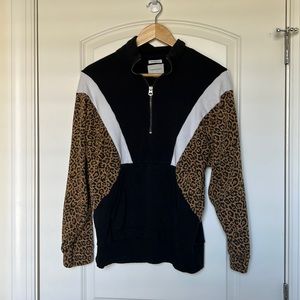 American Eagle half zip black leopard sweatshirt XS